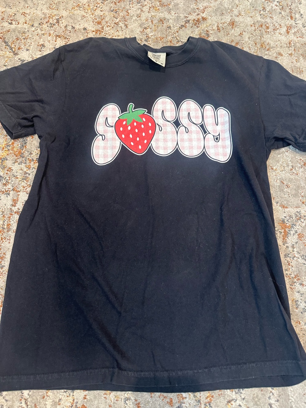 Comfort Colors Black Tee with Strawberry Graphic